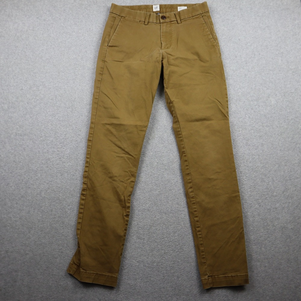 GAP Slim Chino Pants Mens 29x32 Tan Khaki Stretch Cotton Casual Business